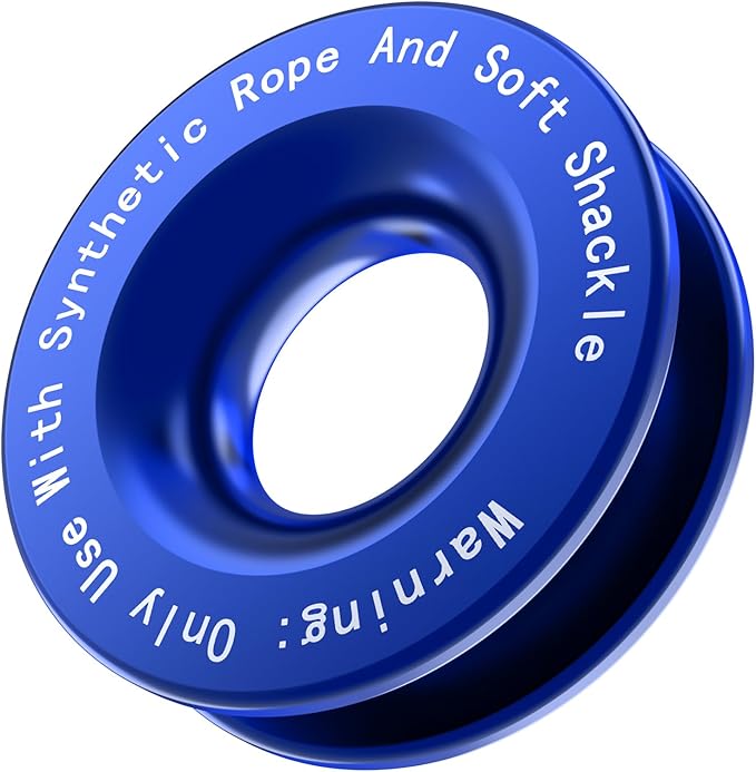 Recovery Ring 66,000 lbs for Winch Snatch Compatible for SUV UTV ATV Off-Road Vehicle and Truck Pulley Towing Ring for Synthetic Rope and Soft Shackle - Blue
