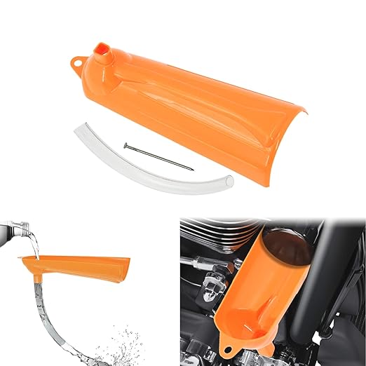 HDBUBALUS Primary Case Oil Fill Funnels Oil Filter Funnel Set with 10 Pack Primary Drain Plugs Compatible with Harley Orange