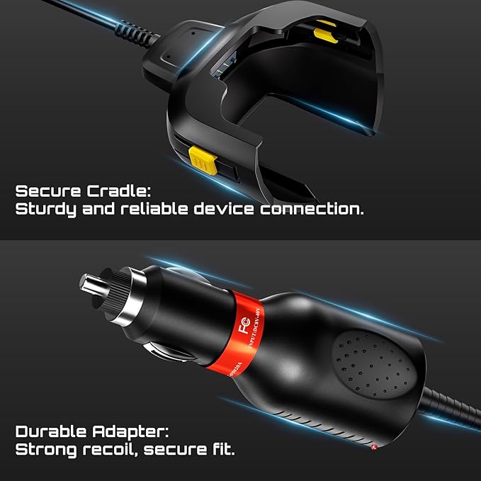 Slim Car Charger Cable for Zebra Symbol Handheld Barcode Scanners - Compatible with TC77, TC70, TC72, TC75, TC70X, TC75X, TC77HL, TC700K - Portable Vehicle Battery Charger, CHG-TC7X-CLA1-01