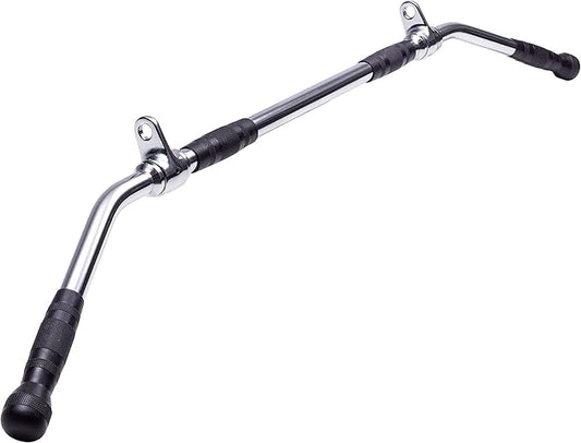 AmStaff 48" Straight Ez Curl Lat Pull Down Bar with Revolving Double Hook for Dual Pulley Cable Machines, Functional Trainer Multi-Purpose Attachment