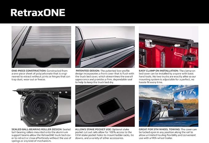 RetraxONE Retractable Truck Bed Tonneau Cover | 10842 | fits Tundra Regular & Double Cab 6.5' Bed with Deck Rail System (07-18)