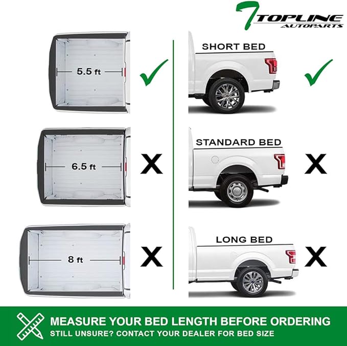 Low Profile Hard Tri Fold Aluminum Truck Bed Tonneau Cover Compatible with 04-14 Ford F150 / 06-08 Lincoln Mark LT 5.5 Ft (66") Short Bed