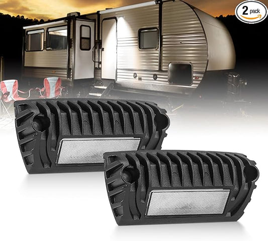 5inch RV Lights Exterior, 2PCS Universal Aluminum RV Porch Light Awning Light Scene Lighting Compatible with RV Outdoor Camper Trailers Porches Towing 5th Wheels Utility Vehicles