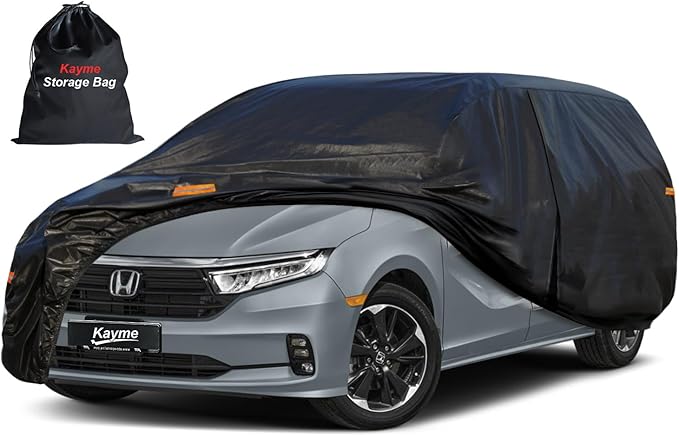Kayme 7 Layers Minivan Car Cover Waterproof All Weather for Automobiles, Outdoor Full Cover with Zipper, Universal Fit for Honda Odyssey, Toyota Sienna, Grand Caravan, Station Wagon(191-206 inch)