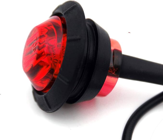 KEING 10 Amber + 10 Red Sealed Waterproof 3/4 Inch Mini Round LED Bullet Side Marker Clearance Lamp Indicator Light Brake Stop Lamp 12V for Trailer Truck Bus Pickup Van ATV RV Lorry Caravan