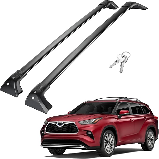 JOYTUTUS Lockable Car Roof Rack Cross Bars Compatible with Toyota Highlander 2020-2025 XLE, XSE, Limited, Platinum, Bronze Edition, Hybrid, Aluminum Bar, Max Load 260lbs for Cargo Luggage Carrier