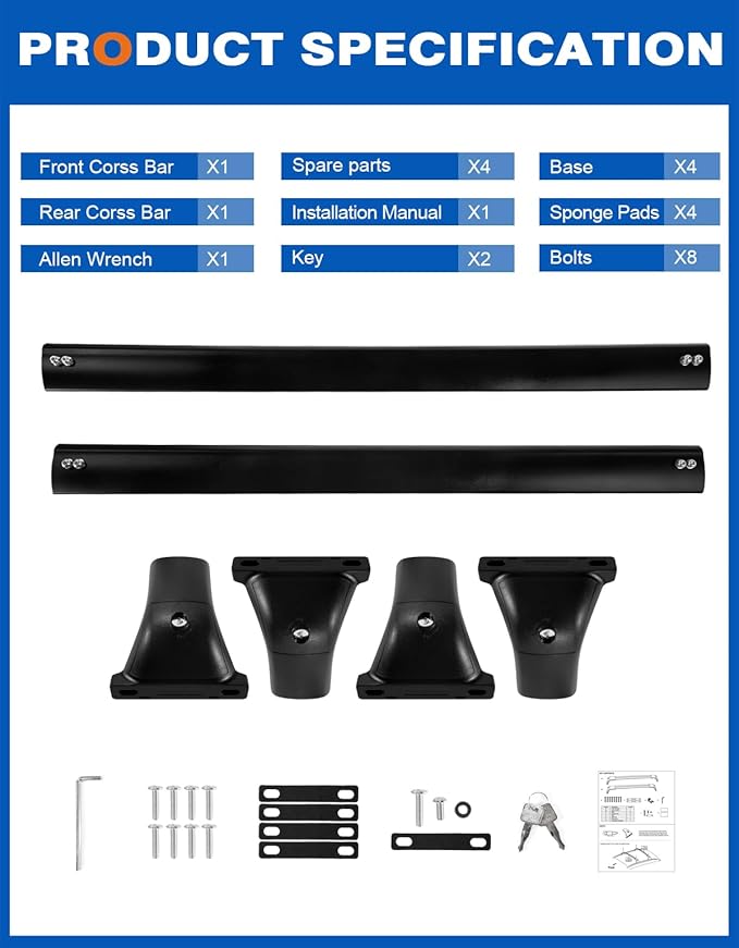 Lockable 260lbs Roof Rack Cross Bars Compatible with Chevy Chevrolet Trax 2023 2024 2025 2026 2RS ACTIV LT,Heavy Duty Aluminum Roof Rails Crossbars Cargo Canoe Black Rooftop Luggage.