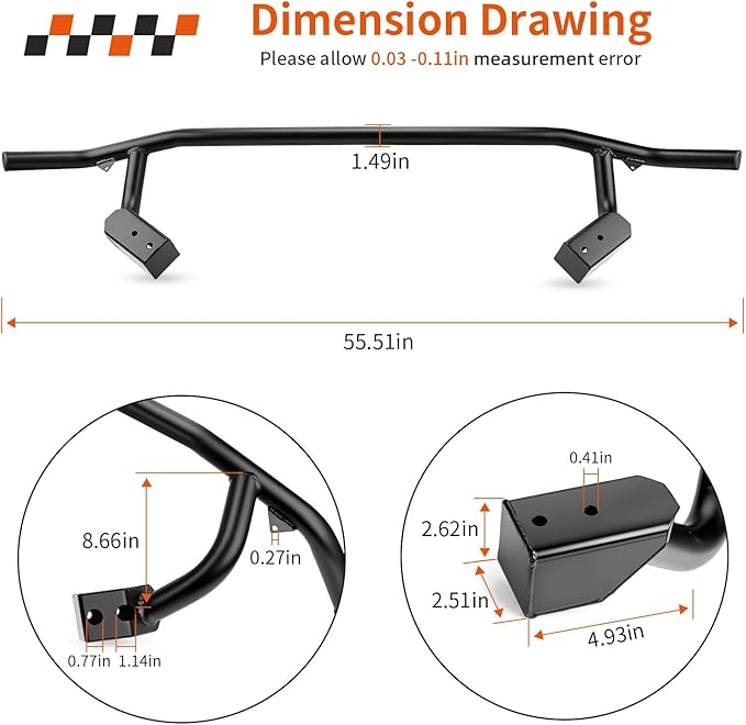Heavy Duty Rear Brush Guard Kit for Yamaha Wolverine RMAX2 X2 YXE10 YXE85 YXE1000 2019-2024 B4M-F85E0-V0-00