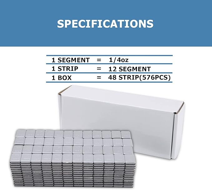 1/4 Oz Stick on Wheel Weights (1box，576pcs,144oz), Grey Adhesive Backed Wheel Weights for Cars, Trucks, SUVs, Motorcycles, Low Profile