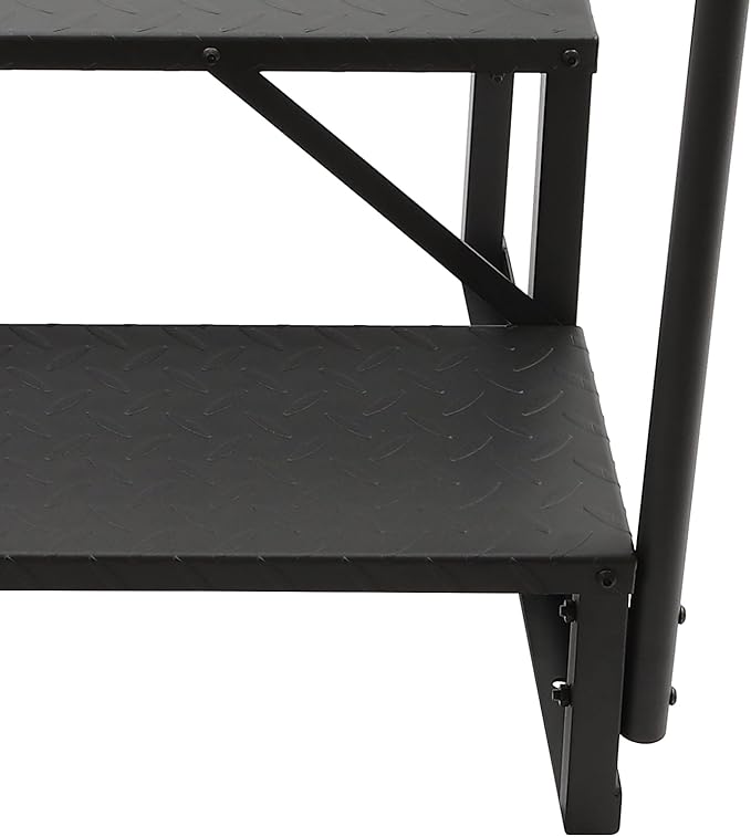 RV Steps with Handrail, 2 Step RV Ladders with Anti-Slip Pedals, Mobile Home Stairs for Travel Trailers, Heavy Duty Camper Steps for Camper, Porch, Spa