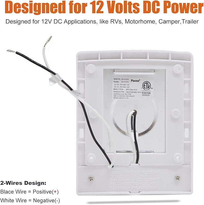 Facon Square RV Motion Sensor Light - 4W 280LM Warm White (3400K) 12V RV Interior Lighting, LED Ceiling Dome Lights for RV Camper Motorhome Boat