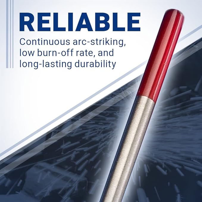Midwest Tungsten Service TIG Welding Tungsten Electrodes 10-Pack (Red - 2% Thoriated Tungsten (WT20/EWTh-2), 5/32")