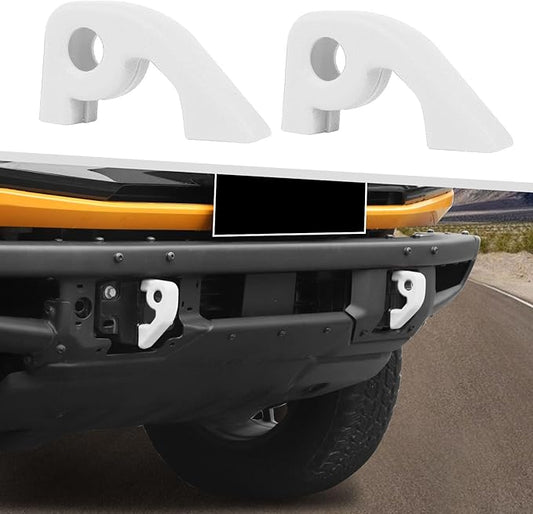 Jimen Fit for Ford Bronco 2021-2024, 2PCS Front Bumper Tow Hook Covers Protector Exterior Accessories (White)