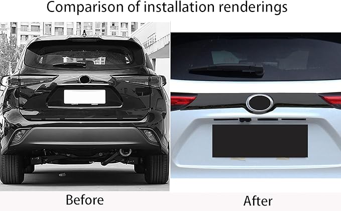 Car Accessories Tail Gate Grille Decoration Protector Guard Plate Fit For Toyota Highlander 2021 2022 2023 2024 2025 Rear Exterior Trunk Streamer Cover Trim (Black) ABS 1 PC