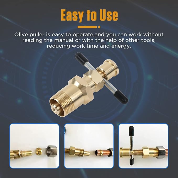 Pipe Olive Remover Puller Tool Easy Removal Without Damage, Olive Puller Ferrule Puller, Compression Sleeve Puller Suitable for Brass Olive Pipes with Diameters of 1/2in & 3/4in