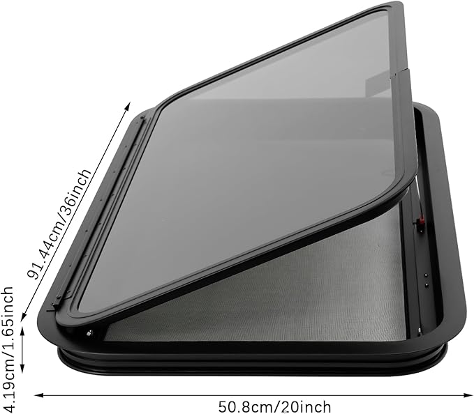 RV Exit Window, 36" W x 20" H Aluminum Alloy Push Out Camper Window with Tempered Glass & Screen, RV Camper Emergency Escape Window for Campers, Trailers