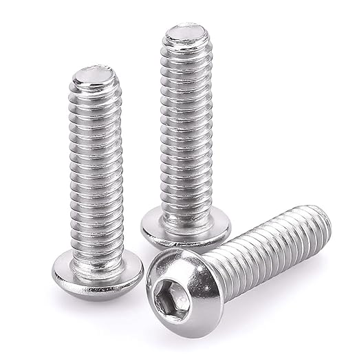 1/4-20 x 1 Button Head Socket Cap Bolts Screws, 304 Stainless Steel 18-8, Allen Hex Drive, Bright Finish, Fully Machine Thread, Pack of 50