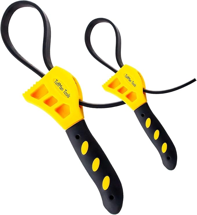 Oil Filter Wrench Adjustable Set - 2pcs, Plumbing Wrench for Tight Spaces Use as Jar Opener, Pipe Wrench, Rubber Strap Wrenches Used by Mechanics, Plumber Tools