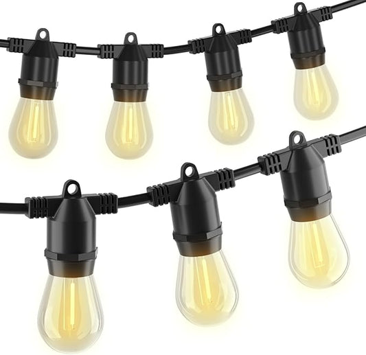 108FT LED Outdoor String Lights, IP65 Waterproof, S14 Shatterproof 27FT*4 Pack Outdoor String Lights (Maximum 918FT) Edison Vintage Bulbs Patio, Balcony, Deck, Garden Lights