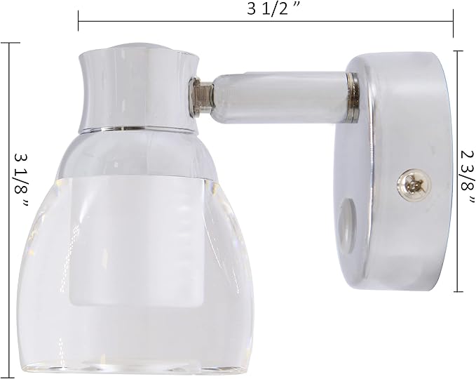 12 Volt LED Reading Light, Acrylic Rotatable Spotlight for RV Boat Camper Van Yacht Bedside Lamp with Touch Switch and Blue Circle Night Light, RV Wall Sconce Lights, Pack of 2