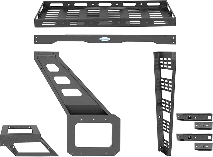 Hooke Road Tailgate Storage Basket Spare Tire Cargo Rack for 1997-2006 Jeep Wrangler TJ, Steel Luggage Carrier Tray with Reinforced Tailgate Hinge for Overlanding Camping Accessories