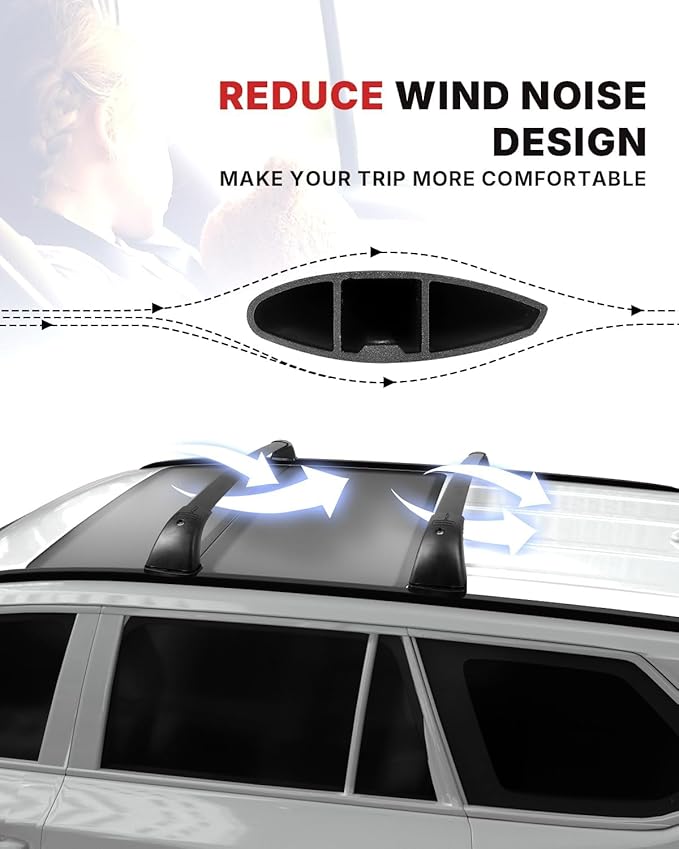 Richeer 220LBS Lockable Roof Rack Cross Bars for 2014-2019 Highlander XLE/Limited & SE/LE/LE Plus/LE Hybrid with Side Rails,Aluminum Anti-Theft Cargo Racks Rooftop Luggage Canoe Kayak Bicycle