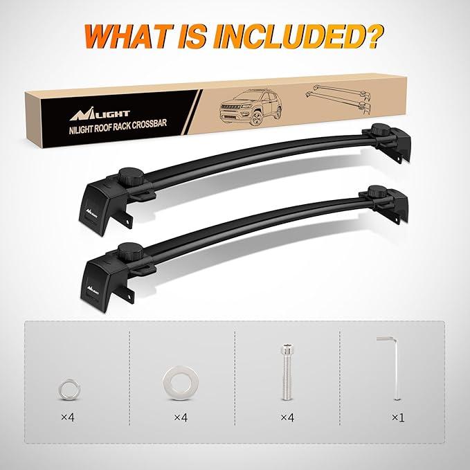 Nilight Roof Rack Cross Bars Fit for Jeep Compass MP 2017 2018 2019 2020 2021 with Raised & Flush Rails Fixed Point,Adjustable Aluminum Car Crossbars for Cargo Carrier Luggage Box Kayak Tent Snowboard