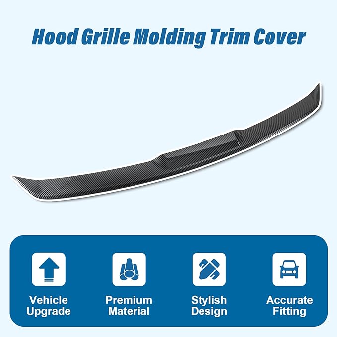 Hood Grille Molding Trim Cover Compatible with Kia Sportage 2023 2024 2025 Front Upper Grill Decorative Stripe Carbon Fiber Pattern ABS