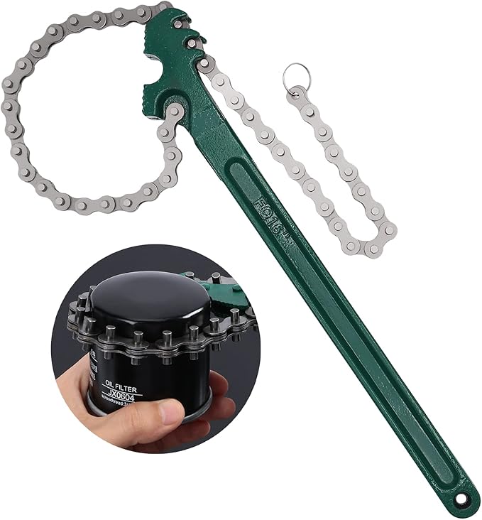 Jeemiter Heavy Duty Ratcheting Chain Wrench, 16 Inches Automotive Oil Fuel Filter Chain Wrench fits 1.5" to 8" Diameter Pliers Adjustable Removal Remover Tool