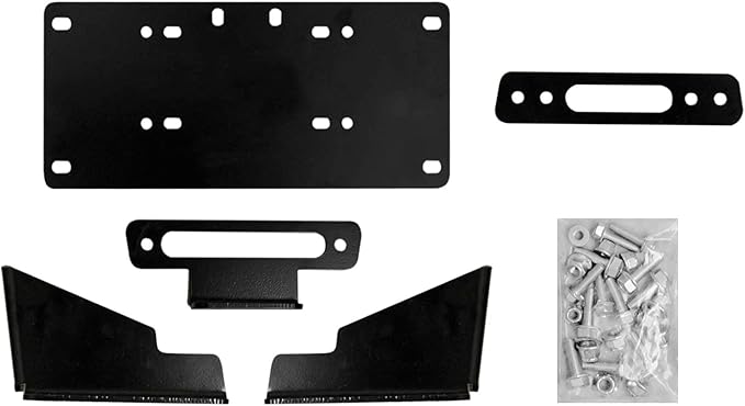 SuperATV Winch Mounting Plate for Kawasaki Mule Pro DX/DXT/FX/FXT/FXR/FXT Ranch Edition (See Fitment) | Compatible with Many OEM and Aftermarket Winches | CNC Brake Press Steel Construction