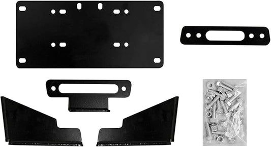 SuperATV Winch Mounting Plate for Kawasaki Mule Pro DX/DXT/FX/FXT/FXR/FXT Ranch Edition (See Fitment) | Compatible with Many OEM and Aftermarket Winches | CNC Brake Press Steel Construction