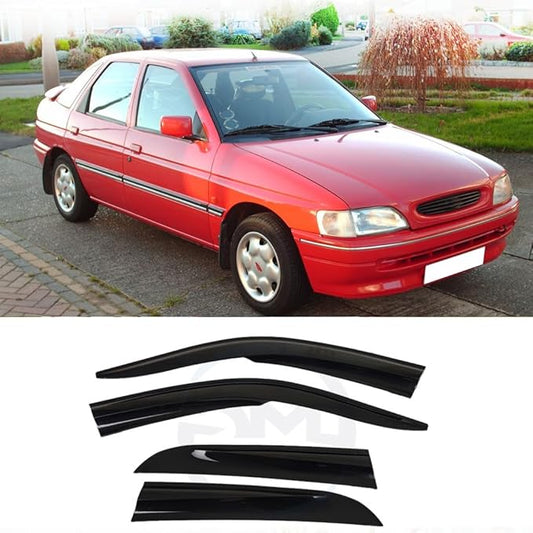 for Ford Escort 1993 1994 1995 1996 1997 1998 1999 2000 Wind Deflector Car Side Window Visor Vent Shade Rain Guard Bright Black 4pcs