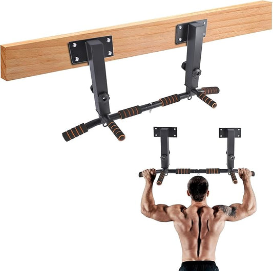 Wall Mounted Pull Up Bar Chin Up bar Multifunctional Adjustable Dip Station for Indoor Home Gym Workout, Power Tower Set Training Equipment Fitness Dip Stand Supports to 440 Lbs (Black)