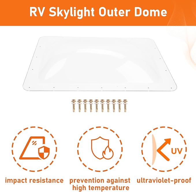 18" x 26" RV Skylight Replacement | RV Shower Skylight Replacement | Camper Skylight | Fit Standard 14" x 22" Openings | Clear