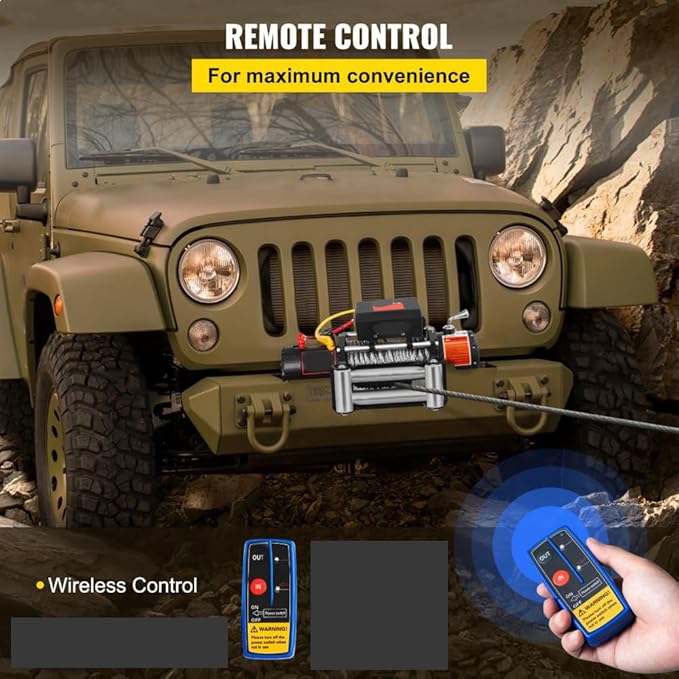 Electric Winch, Truck Winch, Waterproof Electric Winch Kit with Wireless Remote & Hawse Fairlead for Truck Jeep SUV Boat car (3500 lb)