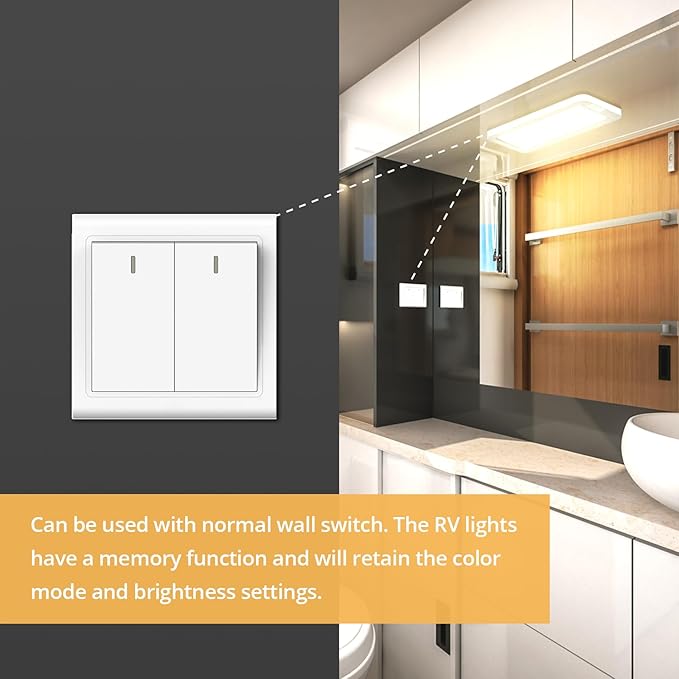 NAOEVO RV Lights Interior 2070LX, 1500LM RV LED Light Interior 12V, Camper Lights with 3 Color and Stepless Dimming, Energy-efficient Ceiling Light for Trailer Boat Car(8Pack, 2900-6500K)