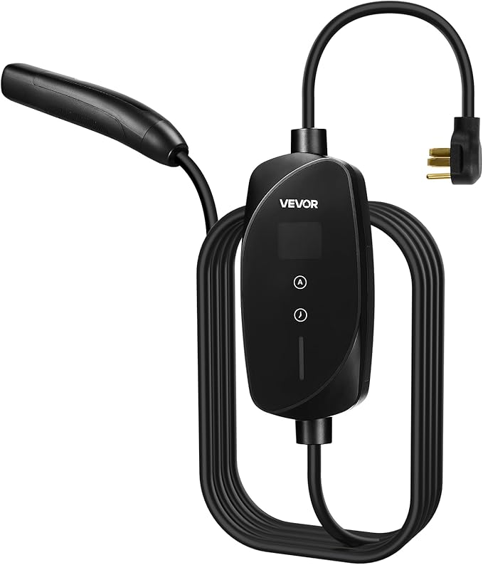 VEVOR Level 2 Tesla Charger, 32 Amp Adjustable Current, 240V Portable Home Electric Car EV Charger with 25 ft Charging Cable, NEMA 14-50P Plug, LCD Display, NACS Connector, for Tesla Model Y/X/3/S