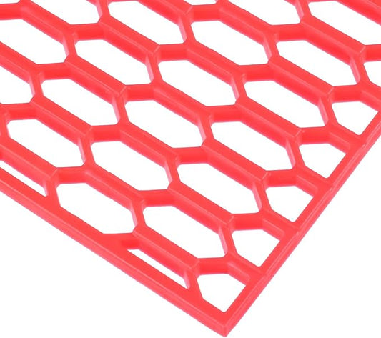 AggAuto 47"x16" ABS Plastic Universal Car Grill Mesh, Automotive Grille Insert Bumper Honeycomb Hole 10x25mm Hex Grids Red