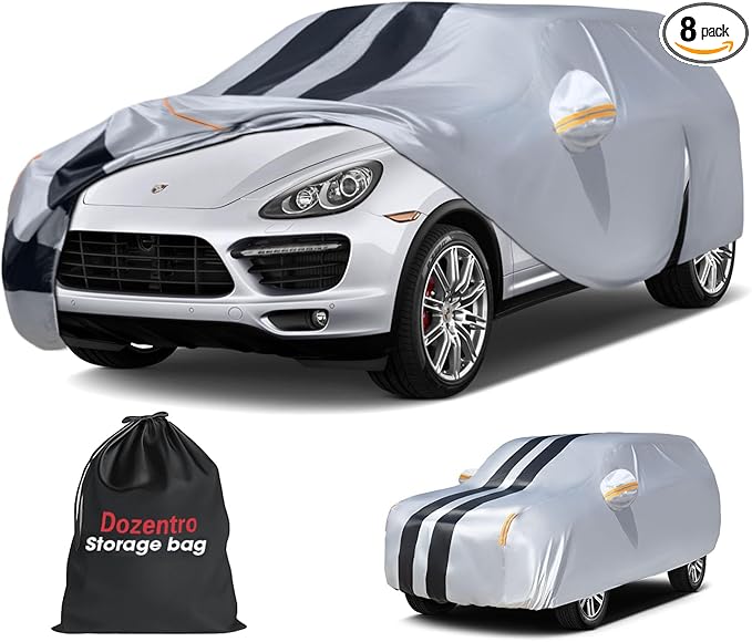 10 Layers Car Cover Custom Fit for Porsche Cayenne 2007-2026 100% Waterproof All Weather Automobiles, Gift with Towel, Heavy Duty Car Covers for Rain Sun UV Protection with Door Zipper.