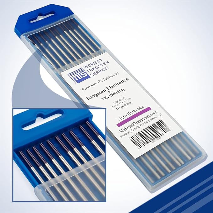 Midwest Tungsten Service TIG Welding Tungsten Electrodes 10-Pack (Purple - Rare Earth Blend (EWG), 3/32")