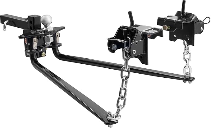 VEVOR Weight Distribution Hitch, 10000 lbs Max Towing & 1000 lbs Max Tongue, Weight Distributing Hitches Kit Includes 2 in Shank and 2-5/16 in Ball, Load Leveling Hitch for Trailers, Black