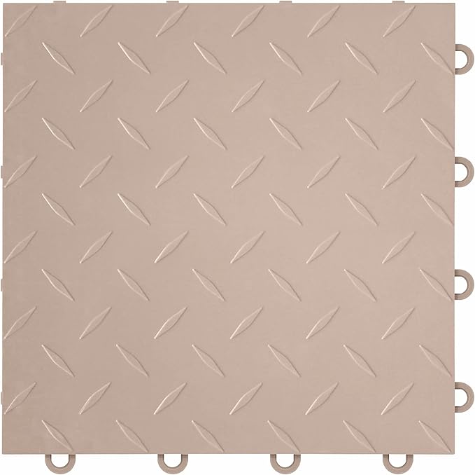 FlooringInc's Nitro 12"x12" Snap-Together Garage Flooring Tiles, Non-Slip Interlocking Plastic Floor Mat, Diamond Pattern, Sahara Sand, 1 Tile, 1 Sq/Ft