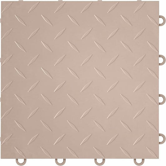 FlooringInc's Nitro 12"x12" Snap-Together Garage Flooring Tiles, Non-Slip Interlocking Plastic Floor Mat, Diamond Pattern, Sahara Sand, 1 Tile, 1 Sq/Ft