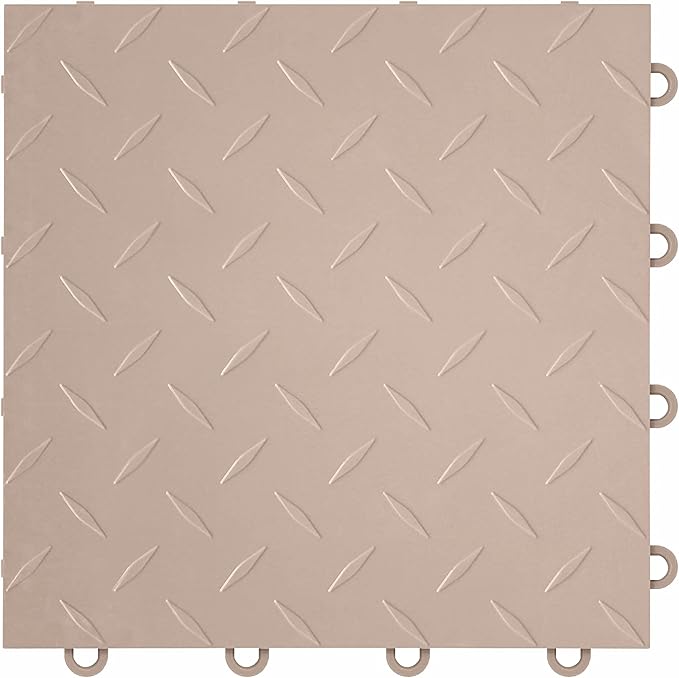 FlooringInc's Nitro 12"x12" Snap-Together Garage Flooring Tiles, Non-Slip Interlocking Plastic Garage Floor Mat, Garage Organization & Garage Storage, Diamond Pattern, Sahara Sand, 52 Tiles, 52 Sq/Ft