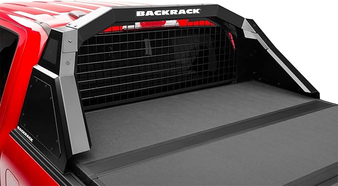 RealTruck BACKRACK Cab Safety Screen | Black, No Drill | SC9002 | Fits 2019-2025 Chevrolet/GMC Silverado/Sierra 1500; 2022 Chevrolet Silverado 1500 LTD, Compatible w/Trace Racks (TR9002)