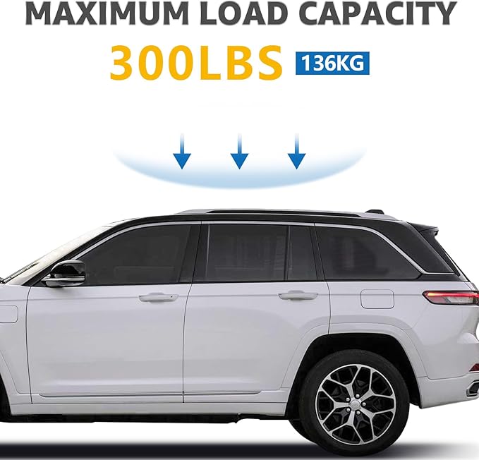 Roof Rack Cross Bars Compatible with Jeep Grand Cherokee L 2021-2025 & Grand Cherokee WL 2022-2025, Adjustable Aluminum 300LBS Anti-Theft Lock Cargo Carrier Rooftop Crossbar for Bike,Snowboard,Luggage