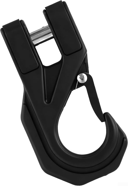 Winch Hook Heavy Duty, Max 15 Ton (35,000 Lbs), Forged Steel Winch Hook with Safety Latch for Synthetic Rope Winch Cable ATV UTV, black