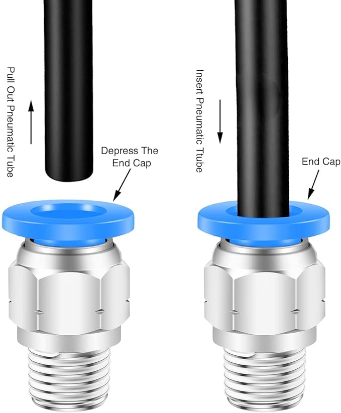 12mm Push to Connect Fittings Air Fittings,CEKER 12mm x 1/4" NPT Male Thread Air Lines Quick Connect Fittings Pneumatic Fitting 12mm Tubing Fitting Push in Connector Air Hose Fittings 10Packs