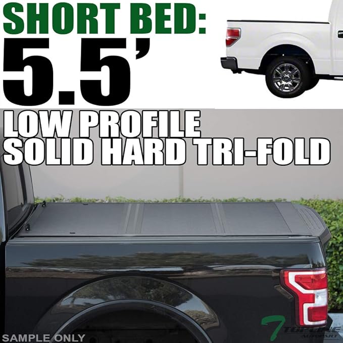 Low Profile Hard Tri Fold Aluminum Truck Bed Tonneau Cover Compatible with 04-14 Ford F150 / 06-08 Lincoln Mark LT 5.5 Ft (66") Short Bed