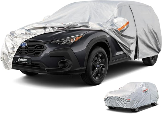 Kayme 6 Layers SUV Car Cover Waterproof All Weather, Outdoor Full SUV Cover Rain Sun UV Protection, Universal Fit for Subaru Crosstrek, Jeep Liberty Compass, Kia Soul Sportage (Up to 181 inch)